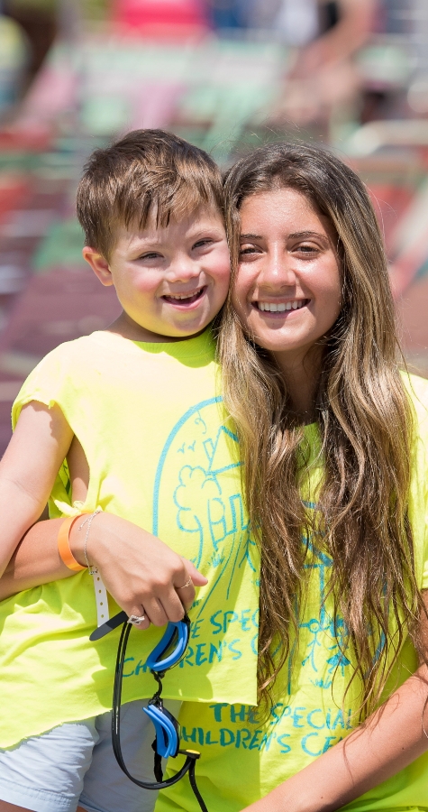 Volunteer with child
